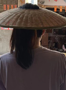 竹编斗笠黑色古铜帽大侠道具拍戏古装帽斗笠道具横店箬笠日式竹帽
