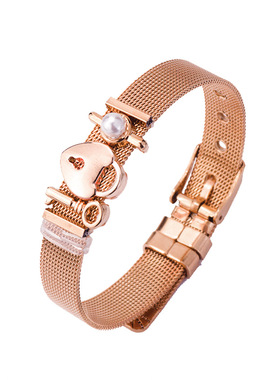 工厂直销 不锈钢keeper手链 钥匙锁组合情侣爱心手镯表带手链