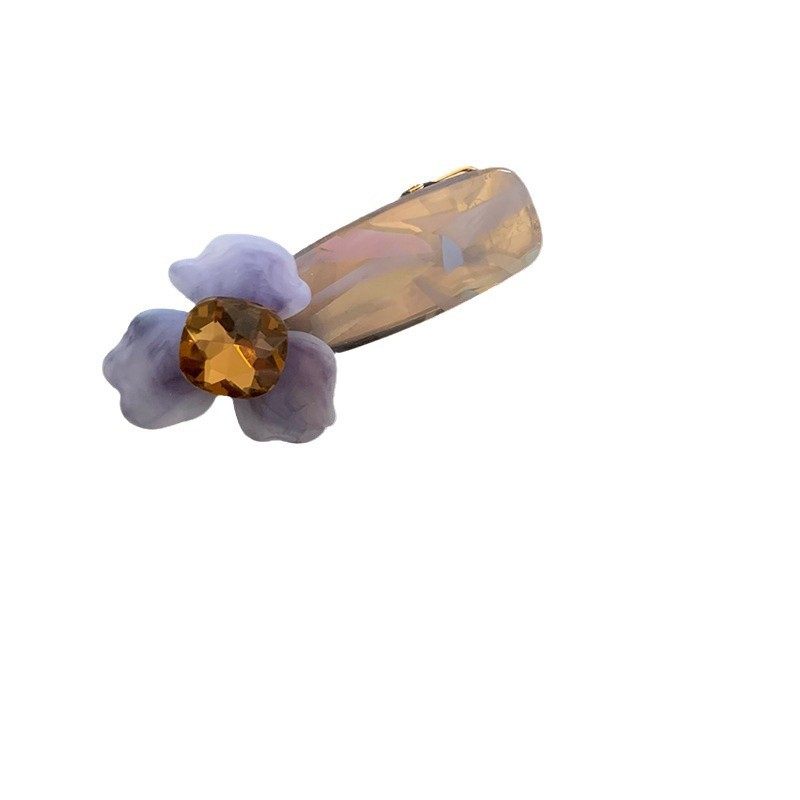 韩国ins 显白蓝色紫色磨砂花朵边夹立体花瓣水晶刘海夹鸭嘴夹发夹,淘宝优惠券,粉丝福利购,淘宝优惠卷