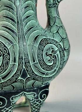 仿古双凤杯酒樽吉祥鸟装饰