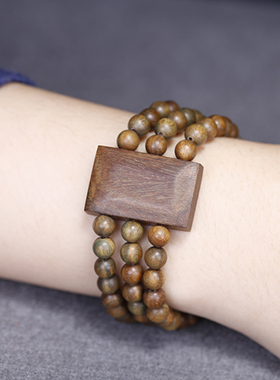 民族风佛珠手串男绿檀三圈多圈手排手链女文艺气质简约百搭配饰品