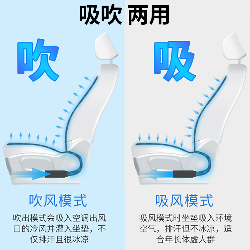 汽车空调制冷通风坐垫后背吹吸风冰丝夏季主驾驶车载座椅隔热凉席