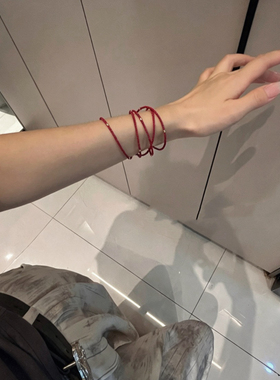 红色串珠项链女气质轻奢小众设计感多层缠绕手链个性简约百搭饰品