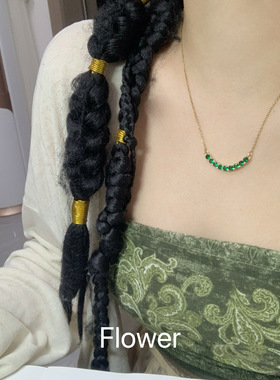 微笑锆石钛钢项链气质轻奢小众设计感时尚百搭祖母绿锆石红色项链