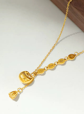 莲蓬流苏小胖福钛钢项链新中式平安喜乐小福袋小众设计高级锁骨链