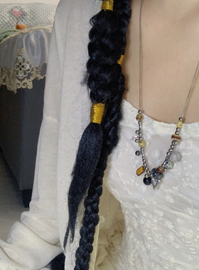 斑点石陶瓷拼水晶串珠长款项链气质轻奢小众设计高级感毛衣链