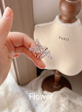 超仙蝴蝶锆石开口戒指气质轻奢小众设计感镂空闪亮夸张感指环