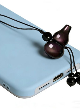 天然黑曜石葫水晶挂件钥匙扣彩虹眼葫芦手机链饰品配件