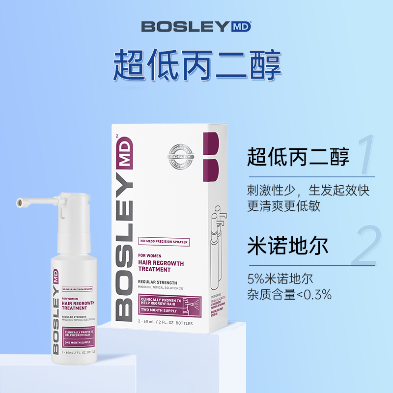 BosleyMD美国进口生发米诺地尔酊男女防脱发密发增发喷雾剂60mlR