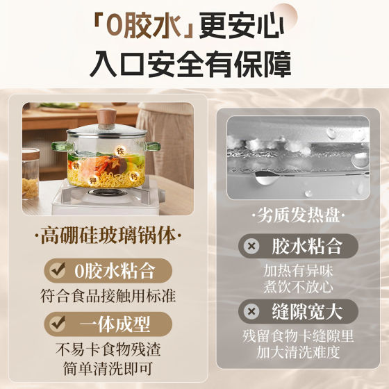 High borosilicate glass saucepan