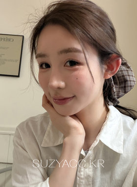 suzyacc kr春夏日系复古格纹裙摆马尾夹女低调小众高级感温柔发夹