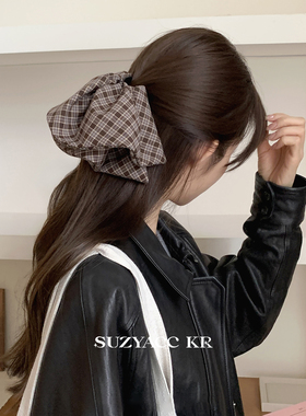 suzyacc kr复古文艺格纹裙摆抓夹女2026新款温柔后脑勺盘发发夹