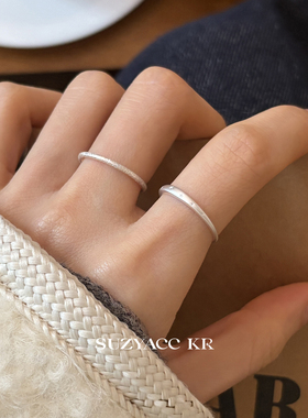suzyacc kr纯银哑光五角星戒指叠戴ins风百搭高级纤细食指戒指环