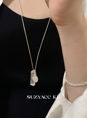 suzyacc kr小众设计感贝母梳子毛衣链女款2025新款叠戴卫衣长项链