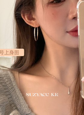 suzyacc kr纯银极细耳圈圆圈耳环2026新款爆款高级感简约个性耳饰