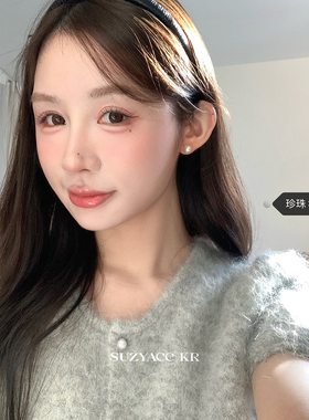 suzyacc kr 999足银珍珠耳环温柔高级感强光耳钉简约气质通勤耳饰