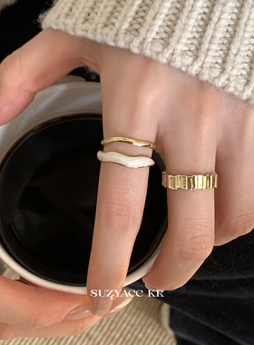 新款潮时尚个性白贝母食指戒女