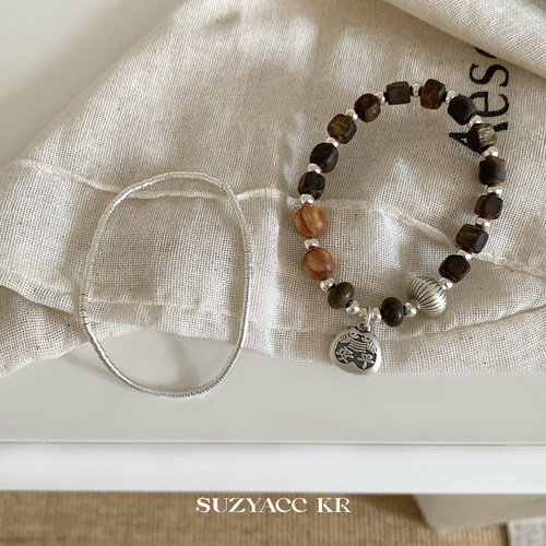 suzyacc kr国风纯银檀木平安符手串复古小众高级感手饰古朴手链女 - 图2