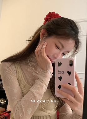 suzyacc kr超好看！复古红色蕾丝玫瑰花朵抓夹2026新款高级感发夹