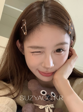 suzyacc kr美拉德棕波点花朵BB夹简约复古小众高级感侧边刘海夹女