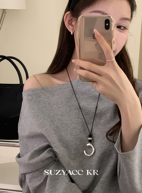 suzyacc kr不规则C字毛衣链长款项链简约小众质感高级百搭毛衣链