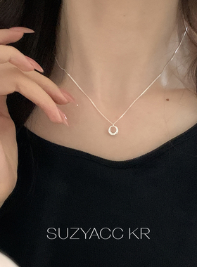 suzyacc kr极简纯银圆环项链ins高级感通勤百搭颈链个性小众首饰