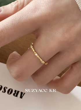 【新品限时2件88折】12.22 20点合成锆石竹节戒指 开口食指戒