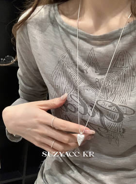suzyacc kr哑光图腾立体爱心毛衣链简约个性百搭小众质感长项链女