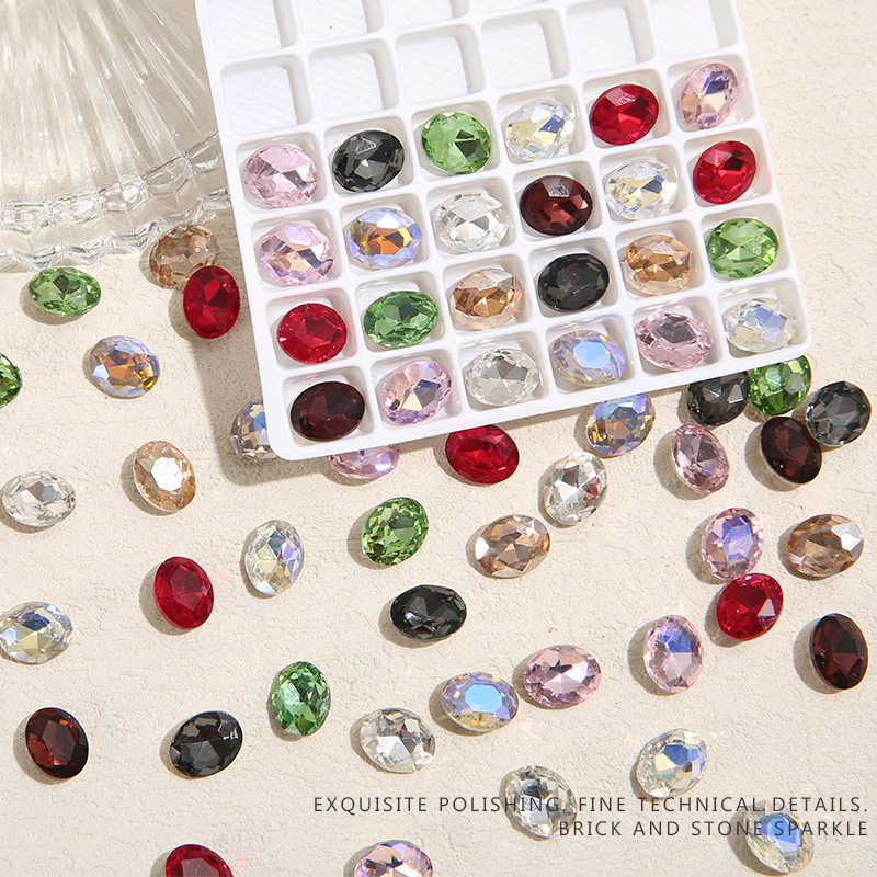 网红美甲彩色旦形钻超闪鸽子蛋水晶钻6×8mm尖底混色指甲装饰品,淘宝优惠券,粉丝福利购,淘宝优惠卷