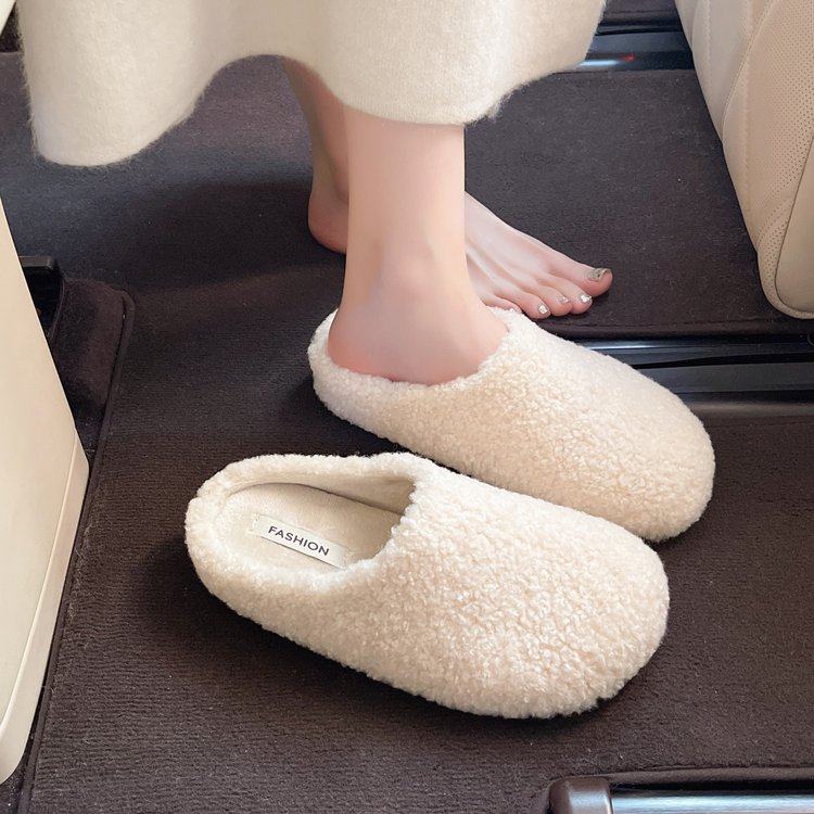 复古红卷毛勃肯鞋秋冬保暖加厚棉拖懒人百搭气质拖鞋居家包头鞋,淘宝优惠券,粉丝福利购,淘宝优惠卷