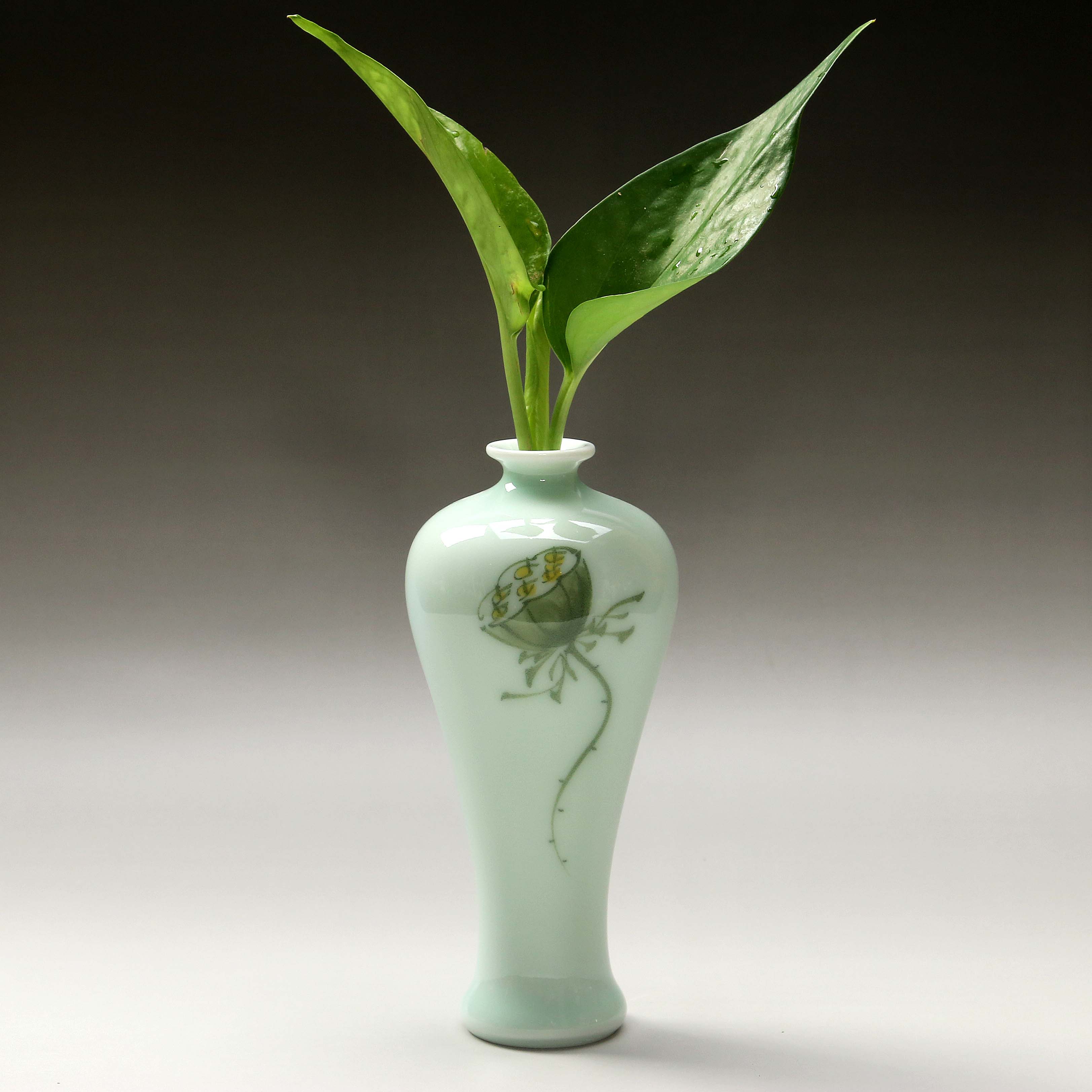 陶瓷器花瓶 花插手绘小花瓶水培花器家居时尚创意摆件 茶道 配件 - 图1