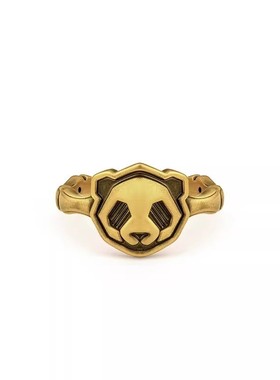 国风潮熊猫麻将发發复古镀古金戒指男女个性百搭开口指环