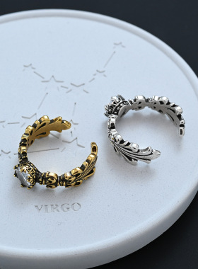 冷淡风鸢尾花白钻锆石开口戒指女轻奢小众设计个性感食指指环