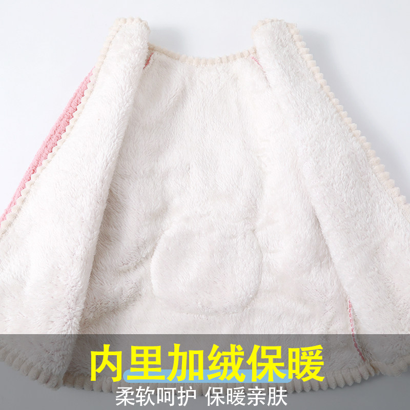 宝宝罩衣加绒儿童外穿加厚反穿衣幼儿吃饭围兜秋冬防脏护衣罩褂