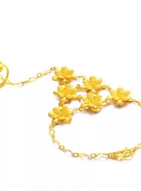 繁花似锦婚庆戒指手链黄金色百搭六朵金花气质手链女连体链饰品