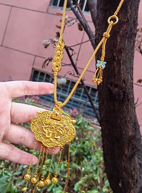 新中式国潮风天子门生锁包吊坠项链女复古宫廷风高级感锁骨链