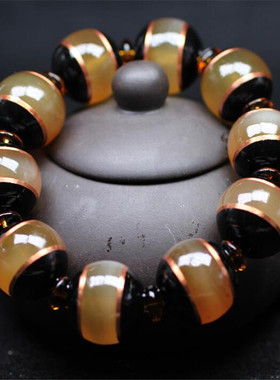 镶嵌女士黑水牛角礼品佛珠手链