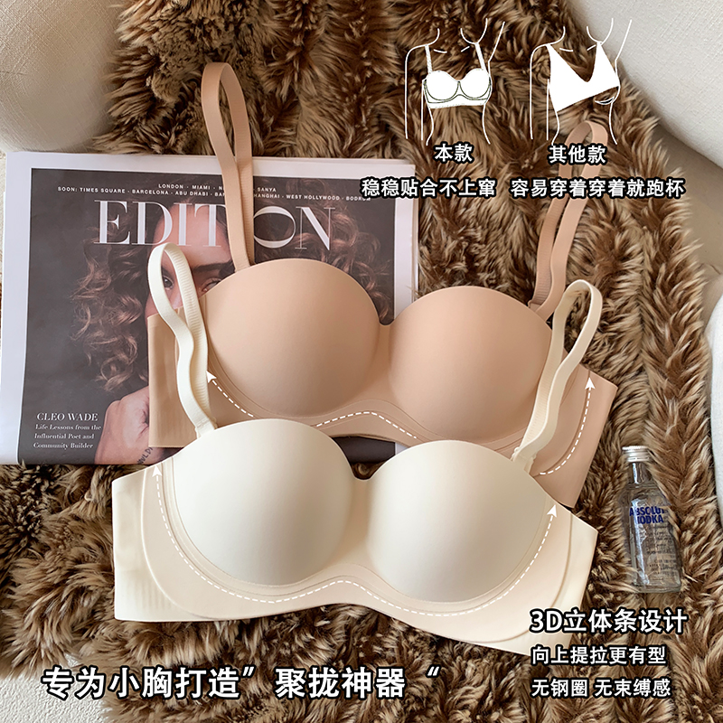 无痕裸感内衣女士小胸聚拢薄款隐形收副乳防下垂无钢圈美背文胸罩 - 图1