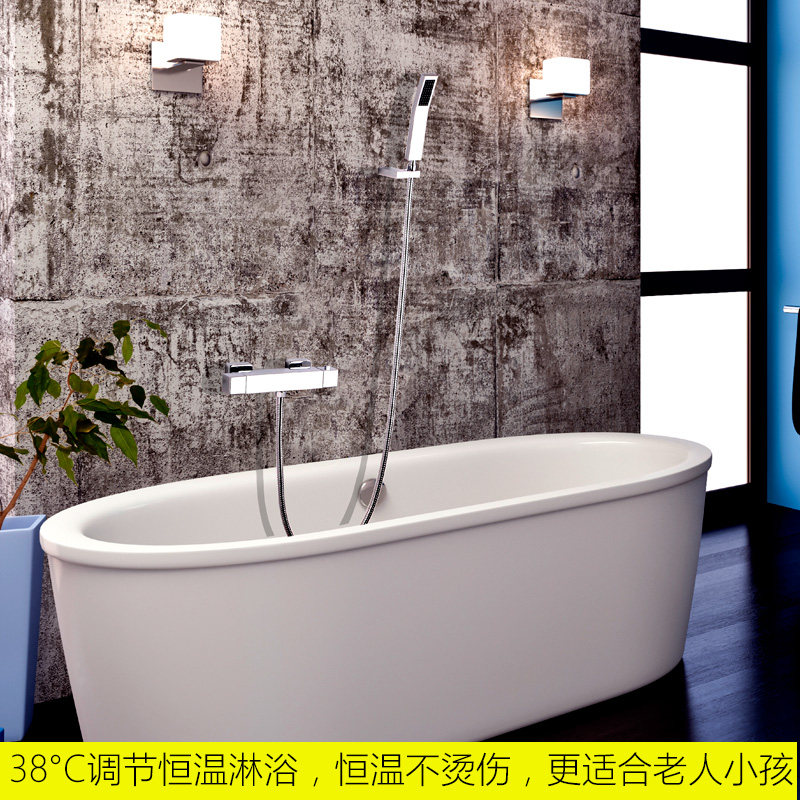 卡仕图全铜恒温浴缸龙头挂墙家用简易淋浴套装卫生间缸边龙头花洒 - 图0