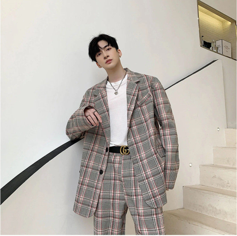 【精品】满68包邮◆2025春秋青少年韩版复古风格纹潮流廓形西装,淘宝优惠券,粉丝福利购,淘宝优惠卷