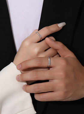 足银999莫比乌环情侣戒指小众设计百搭时尚永恒Love幸运素圈对戒