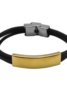 刻字定制三根皮绳不锈钢手链女生款轻奢配饰防过敏男士简约百搭