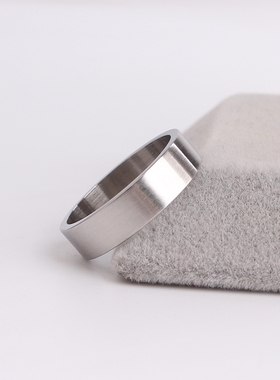 包邮6mm光面拉丝平板钛钢戒指