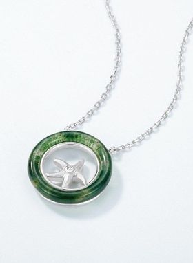 欧美新款个性时尚海星项链百搭ins风S925纯银镶嵌绿苔藓项链2026