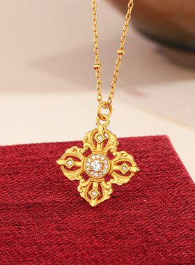 s925纯银古法点钻十字金刚杵项链女精致百搭小众设计感韦雪同款