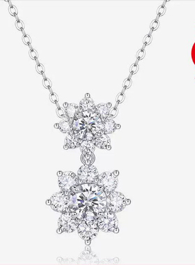 法式时尚气质森系锁骨链轻奢高版本 跨境热卖925银叠戴莫桑石项链