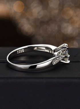 莫桑石925纯银六爪戒指女款小众设计指环一克拉厂家跨境2026新款