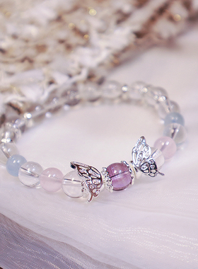 见幸手作女水晶蝴蝶手链