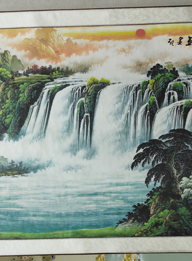 四尺国画卷轴画山水画客厅办公室装饰画招财风水画中式福山秀水F