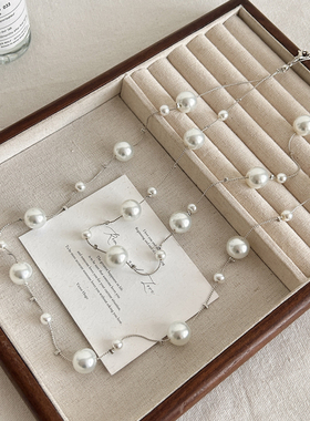 满天星叠戴珍珠项链女毛衣链配饰